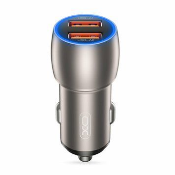 Автомобільний зарядний пристрій XO CC52 Metal Dual USB QC3.0 36W чорний LIDO:10691 фото