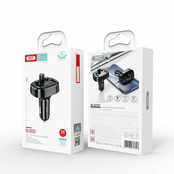 FM-трансмітер XO BCC02 Bluetooth+FM+USB Charging чорний LIDO:10745 фото